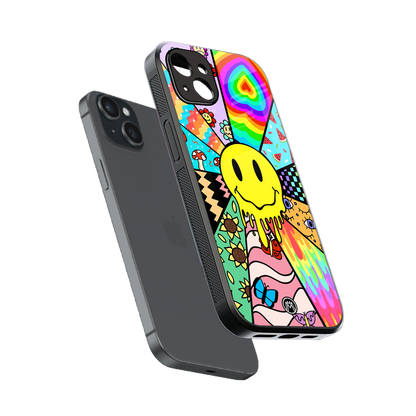 y2k doodle back phone cover | glass case for iphone 14 plus