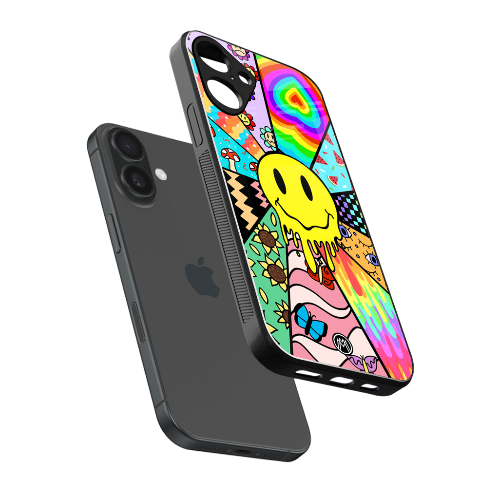 y2k doodle back phone cover | glass case for iphone 16 plus
