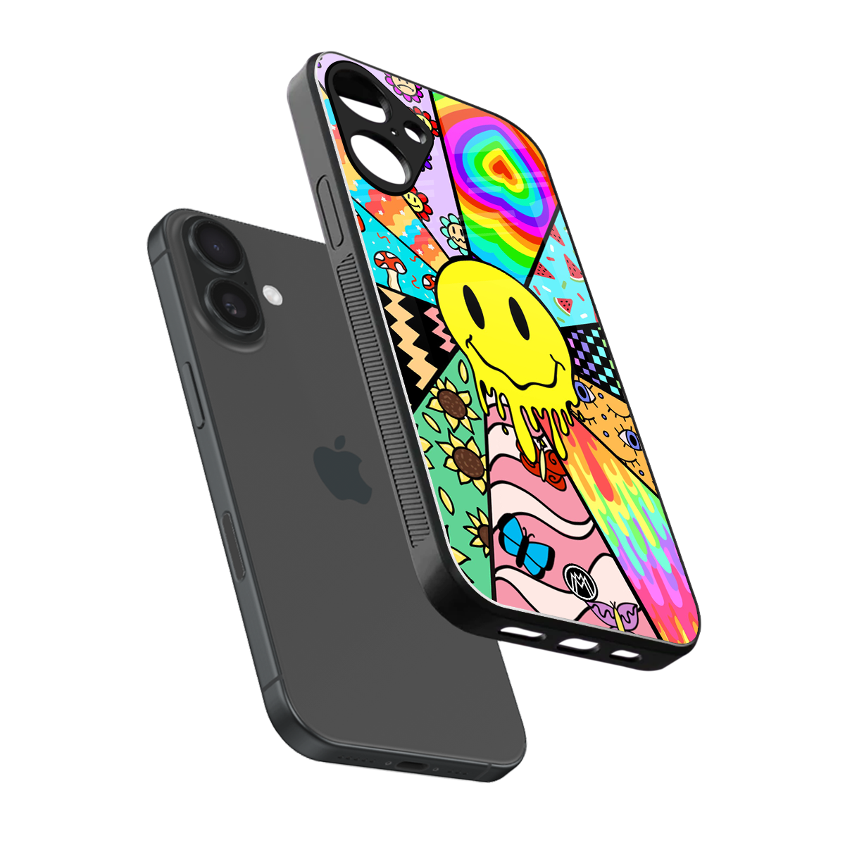 y2k doodle back phone cover | glass case for iphone 16 plus