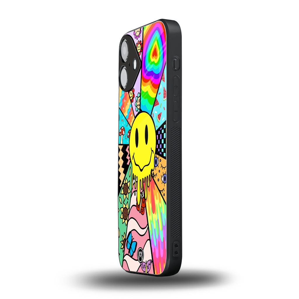y2k doodle back phone cover | glass case for iphone 16 plus
