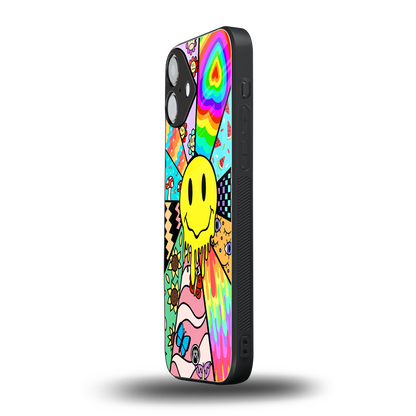 y2k doodle back phone cover | glass case for iphone 16 plus