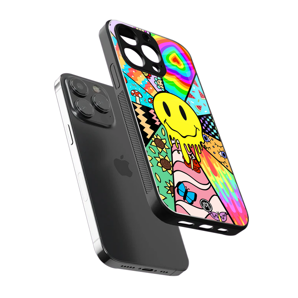 y2k doodle back phone cover | glass case for iphone 16 pro max