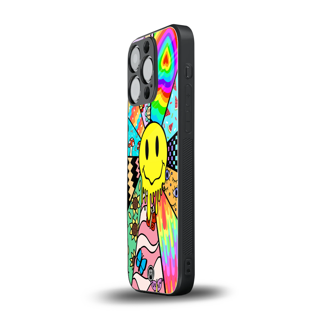 y2k doodle back phone cover | glass case for iphone 16 pro