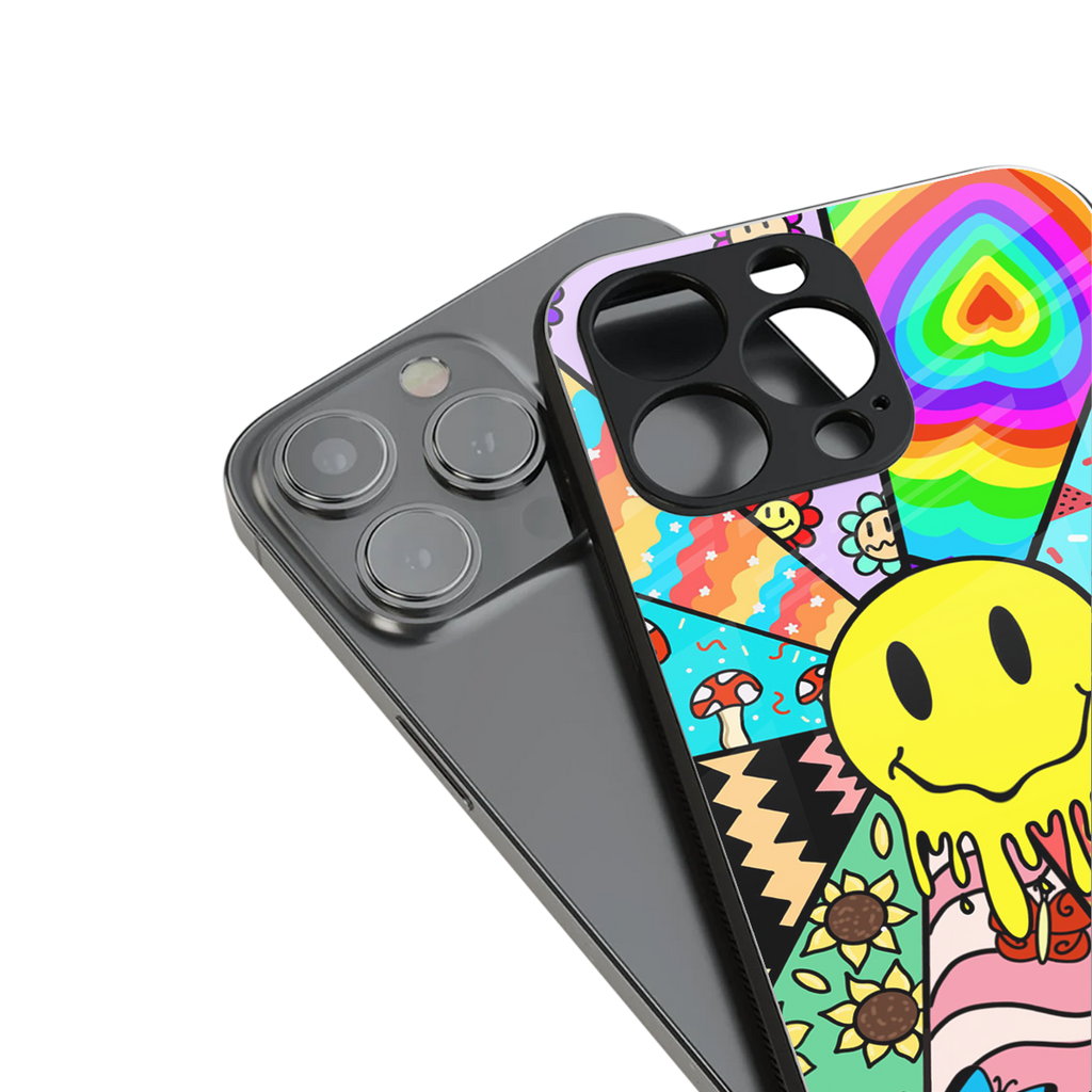 y2k doodle back phone cover | glass case for iphone 16 plus