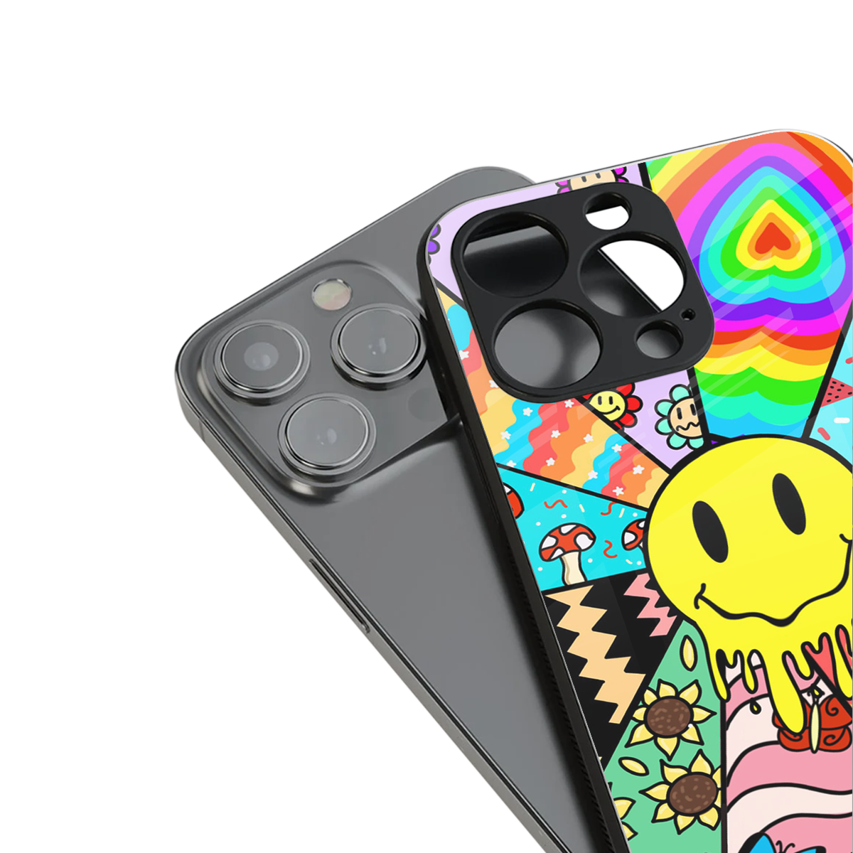 y2k doodle back phone cover | glass case for iphone 16 plus