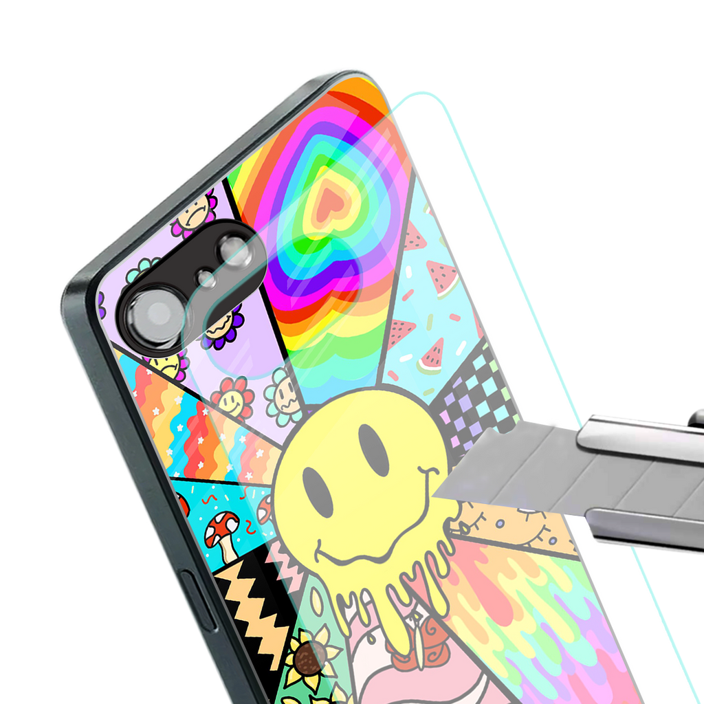 y2k doodle back phone cover | glass case for iphone 16e