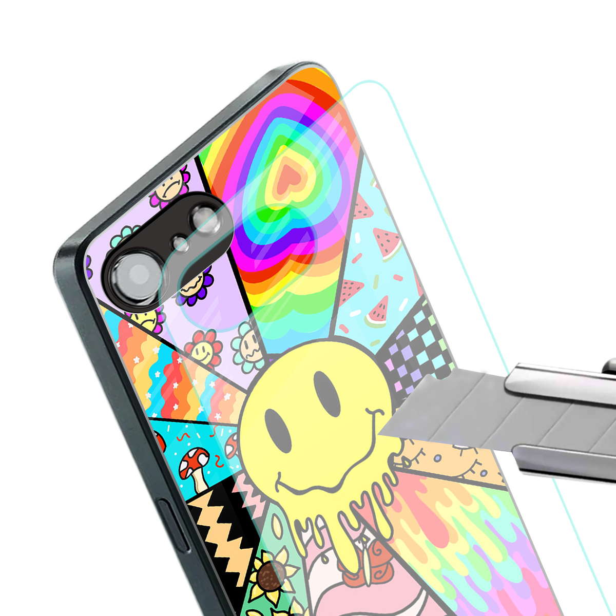 y2k doodle back phone cover | glass case for iphone 16e