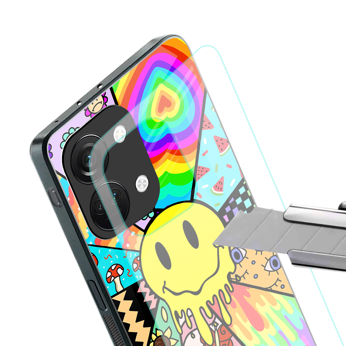 y2k doodle back phone cover | glass case for oneplus nord 3