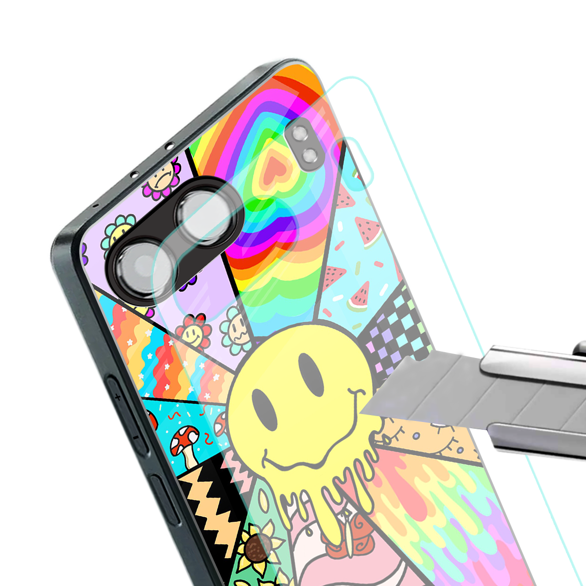 y2k doodle back phone cover | glass case for oneplus nord 4