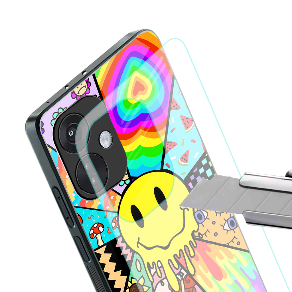 y2k doodle back phone cover | glass case for oneplus nord ce 3