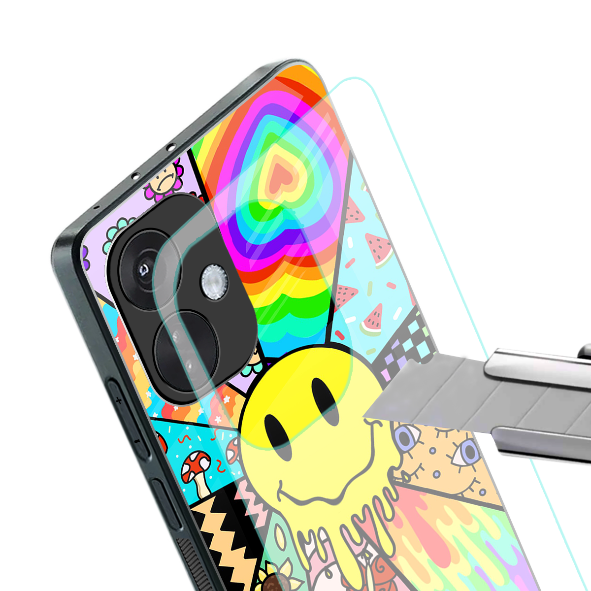 y2k doodle back phone cover | glass case for oneplus nord ce 3