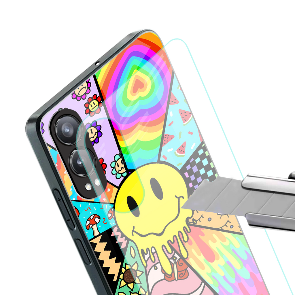 y2k doodle back phone cover | glass case for oneplus nord ce 4 lite