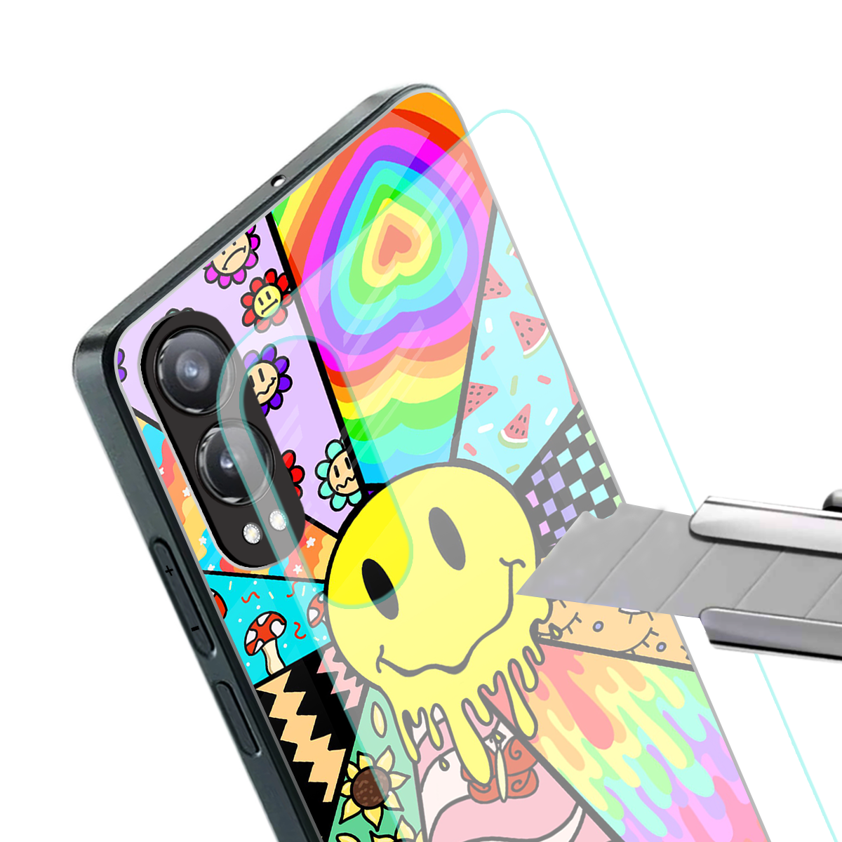y2k doodle back phone cover | glass case for oneplus nord ce 4 lite