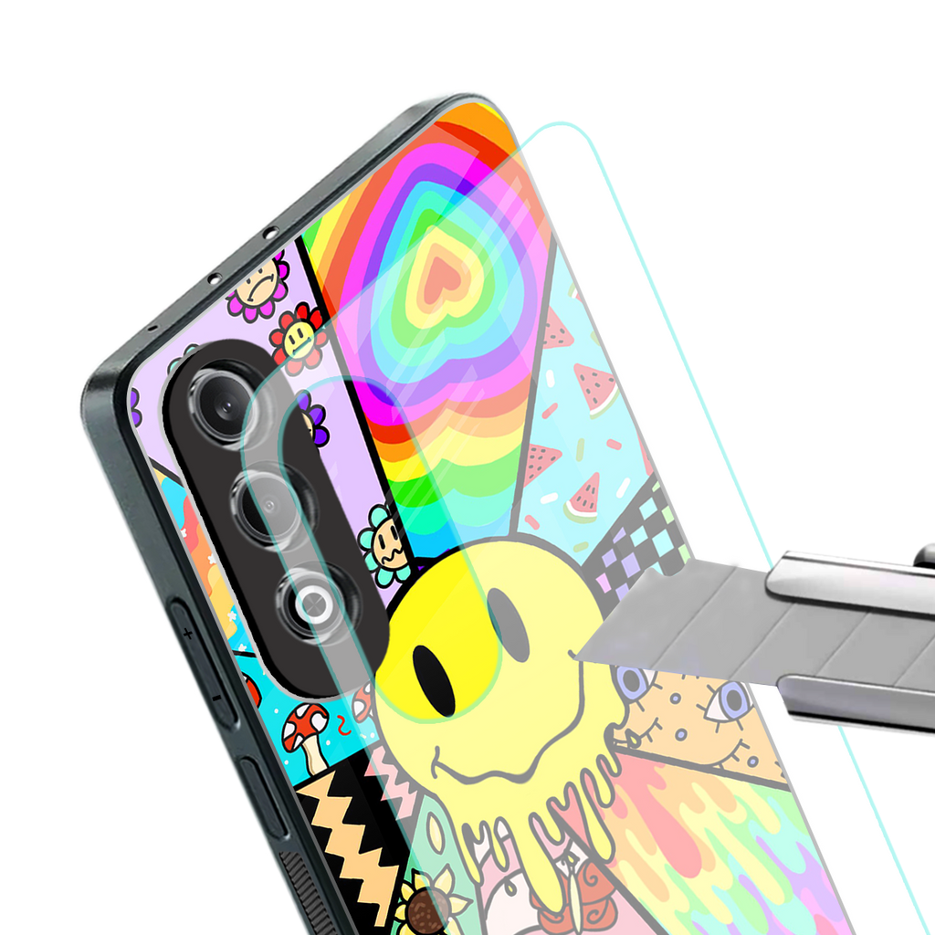 y2k doodle back phone cover | glass case for oneplus nord ce 4