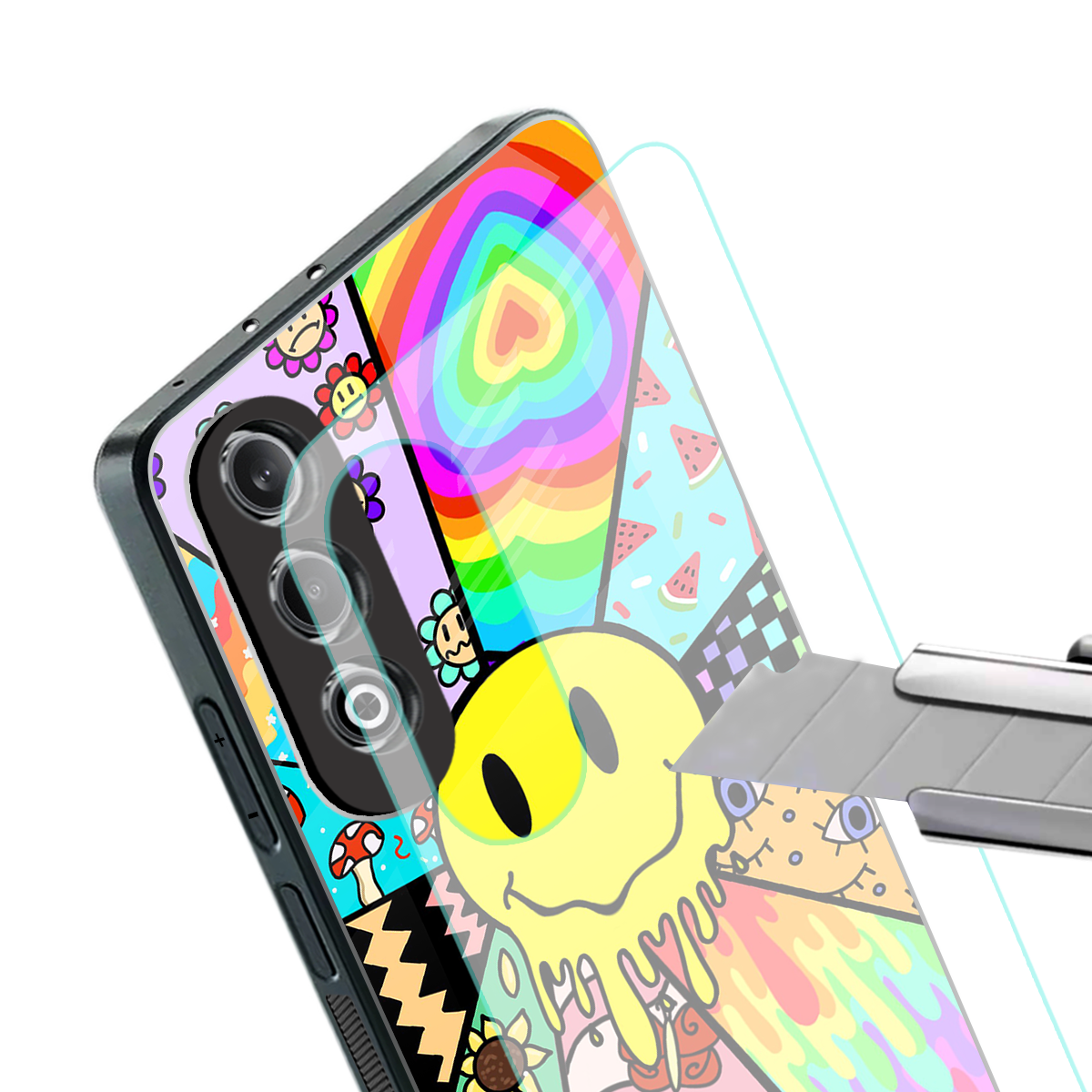 y2k doodle back phone cover | glass case for oneplus nord ce 4