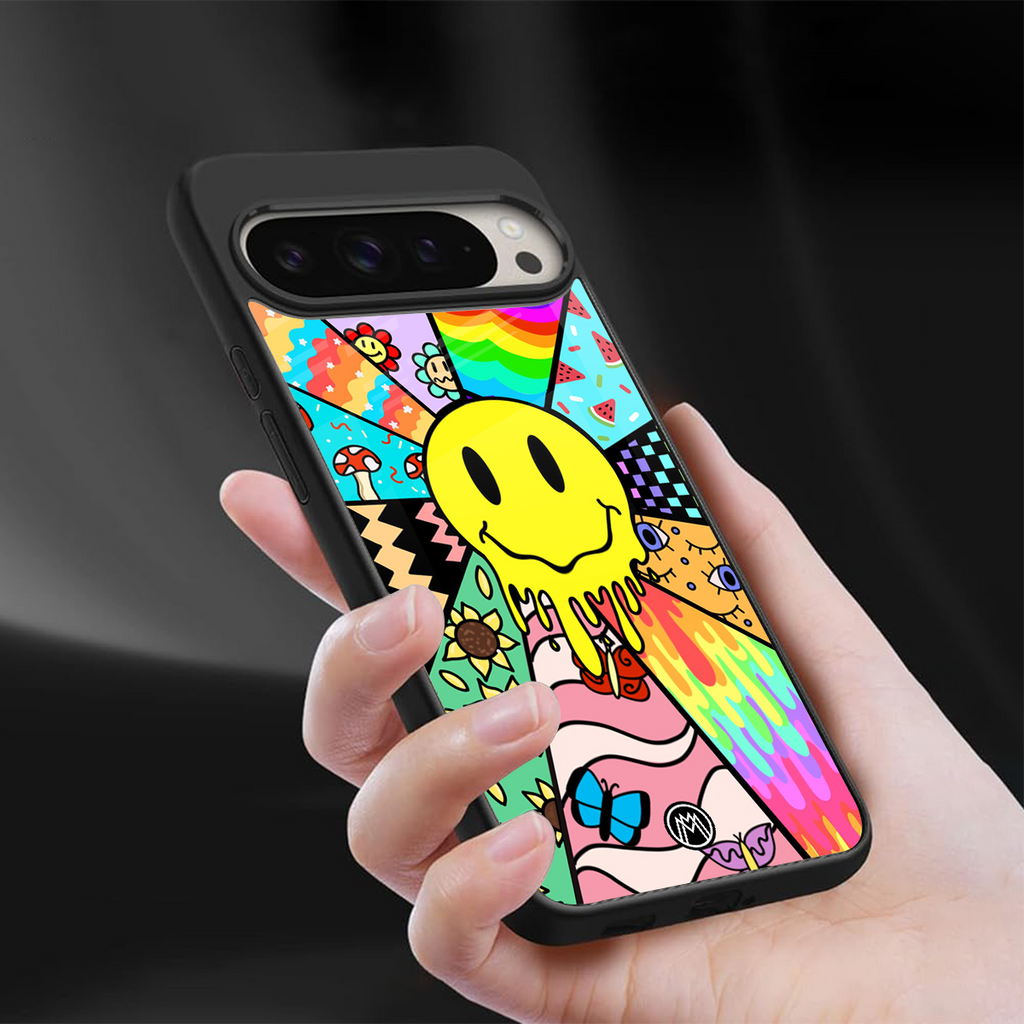 y2k doodle back phone cover | glass case for google pixel 9 pro