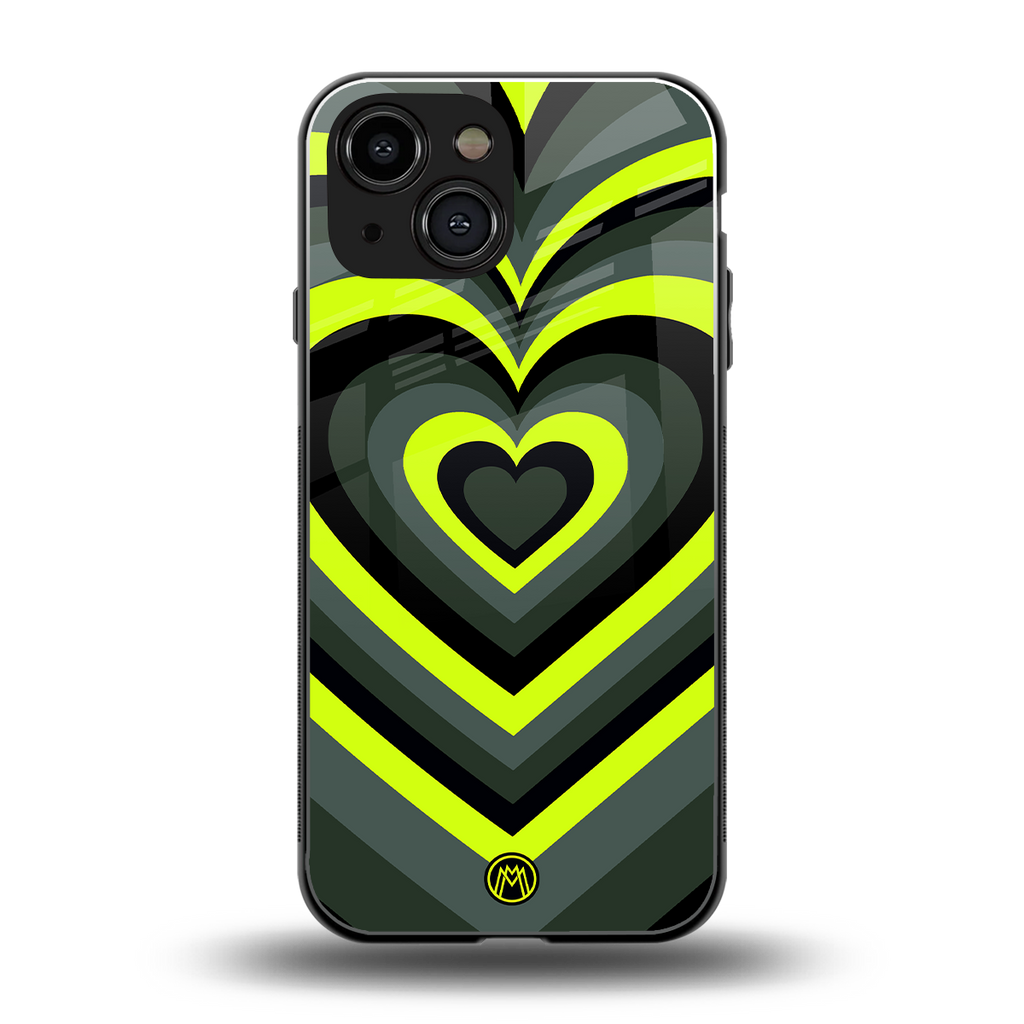 y2k emerald green hearts back phone cover | glass case for iphone 13 mini