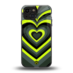 y2k emerald green hearts back phone cover | glass case for iphone 13 mini