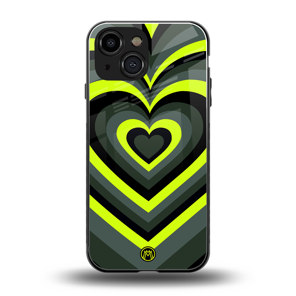 y2k emerald green hearts back phone cover | glass case for iphone 13 mini