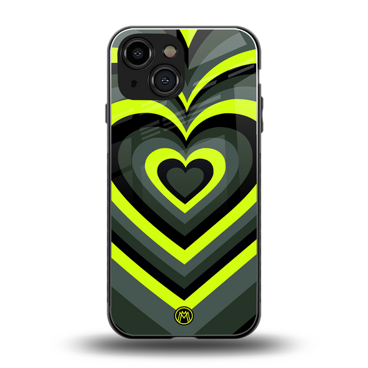 y2k emerald green hearts back phone cover | glass case for iphone 13 mini