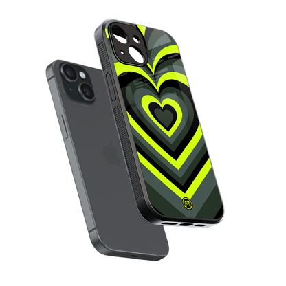 y2k emerald green hearts back phone cover | glass case for iphone 13 mini