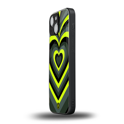 y2k emerald green hearts back phone cover | glass case for iphone 13 mini