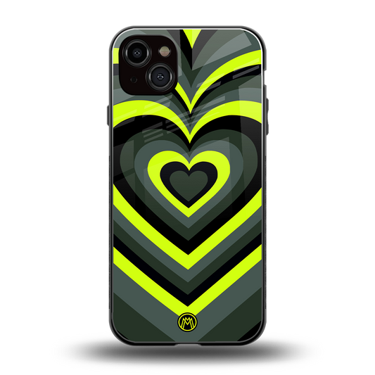 y2k emerald green hearts back phone cover | glass case for iphone 15 plus