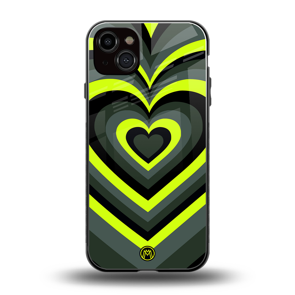 y2k emerald green hearts back phone cover | glass case for iphone 14 plus