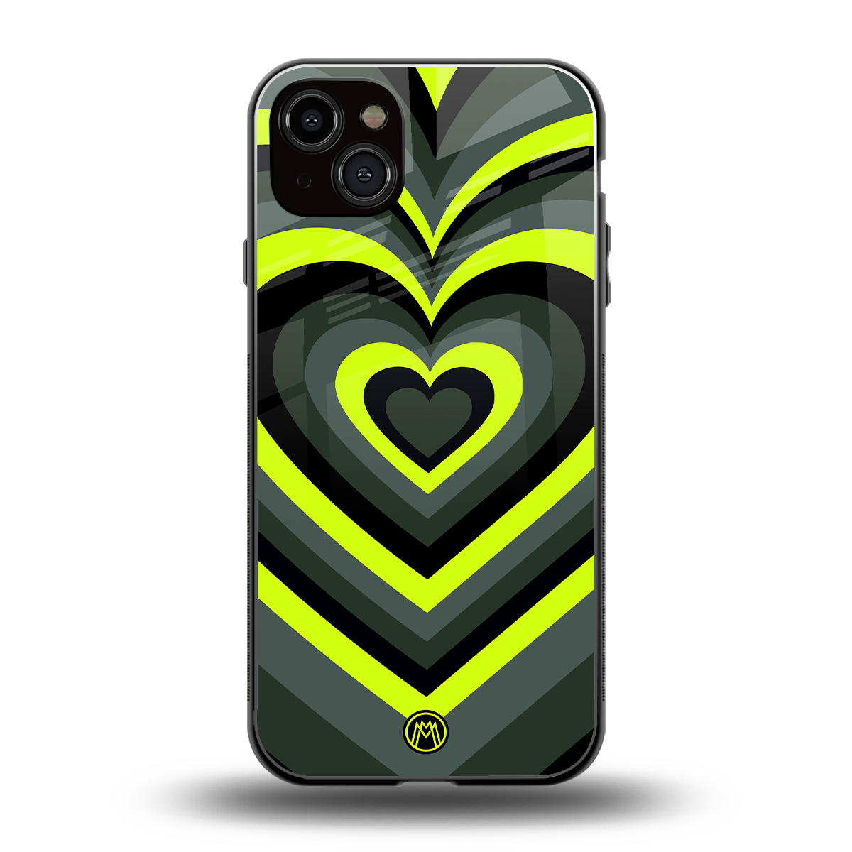 y2k emerald green hearts back phone cover | glass case for iphone 14 plus