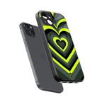 y2k emerald green hearts back phone cover | glass case for iphone 15 plus