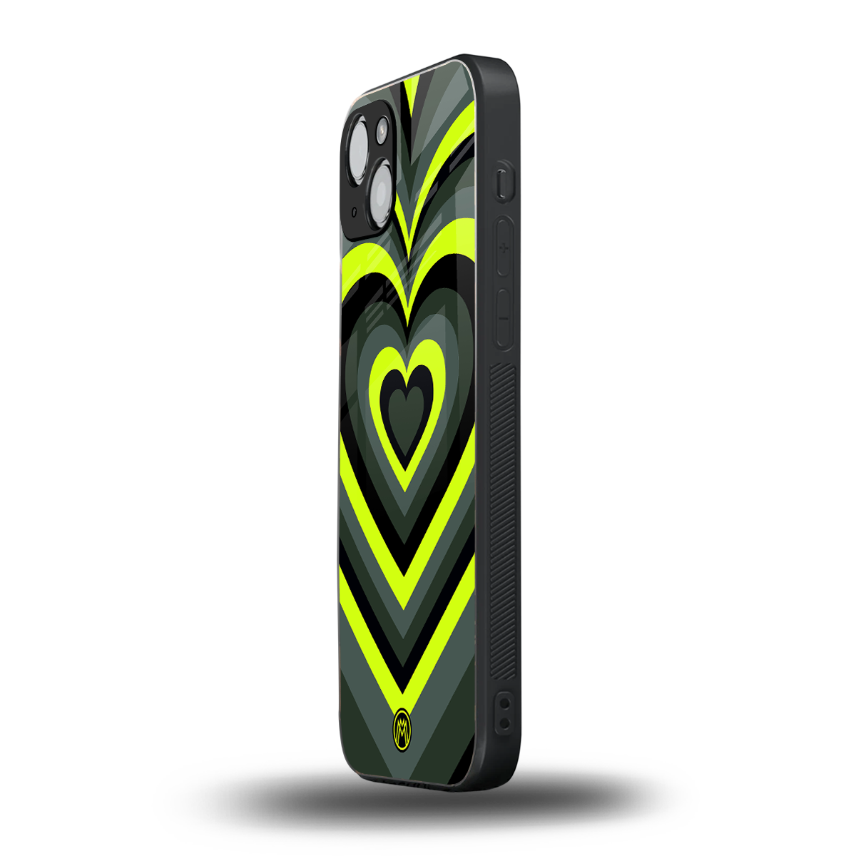 y2k emerald green hearts back phone cover | glass case for iphone 15 plus