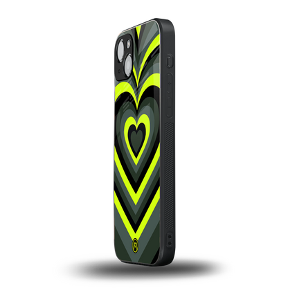 y2k emerald green hearts back phone cover | glass case for iphone 15 plus