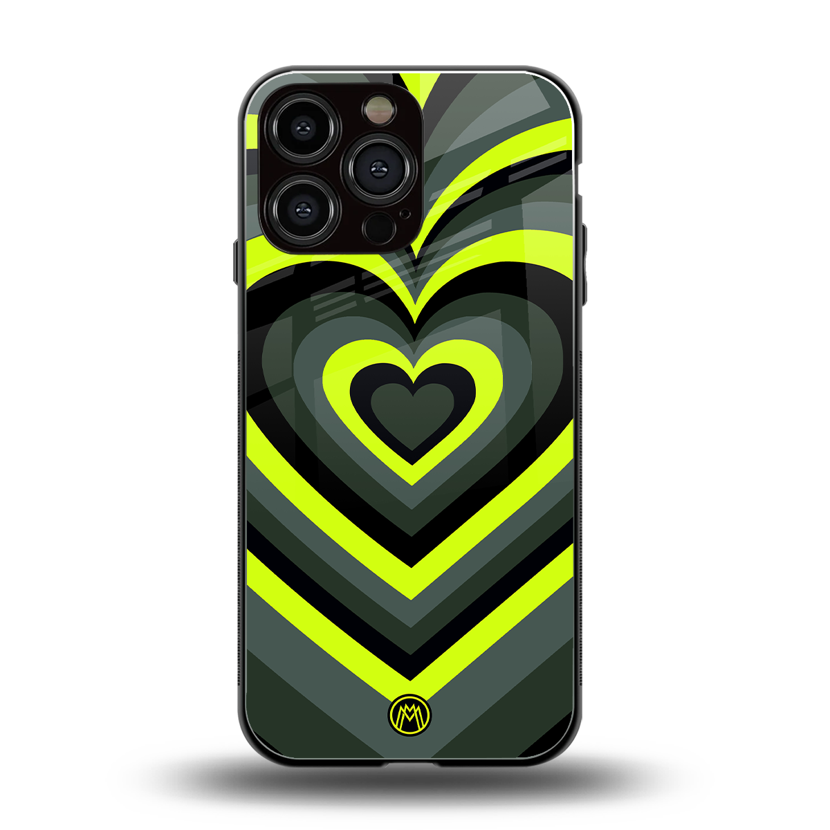 y2k emerald green hearts back phone cover | glass case for iphone 15 pro max
