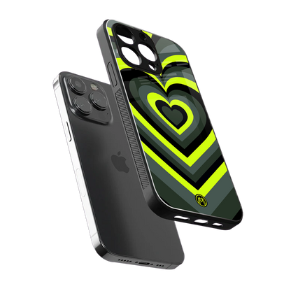 y2k emerald green hearts back phone cover | glass case for iphone 14 pro max