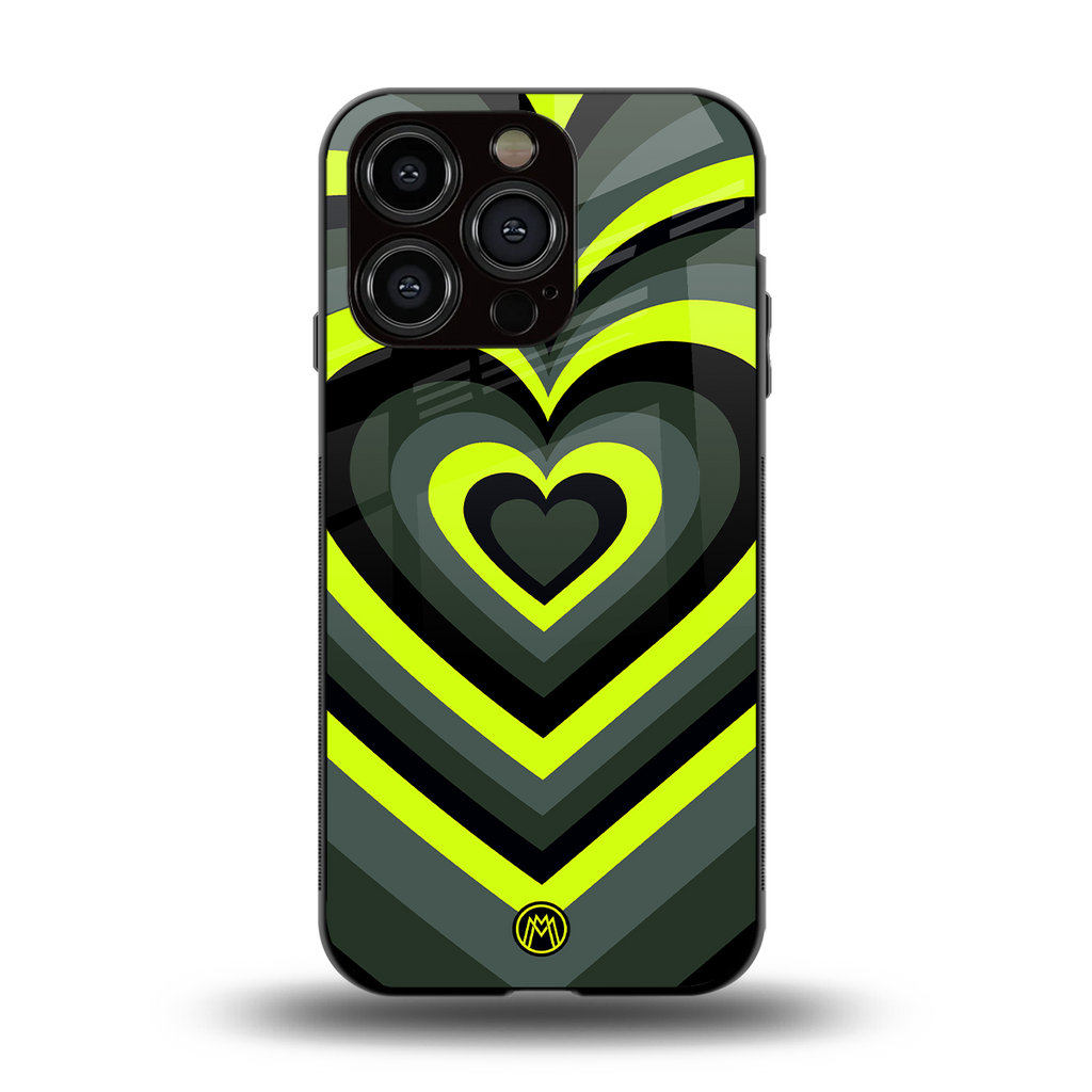 y2k emerald green hearts back phone cover | glass case for iphone 15 pro