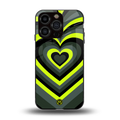 y2k emerald green hearts back phone cover | glass case for iphone 15 pro