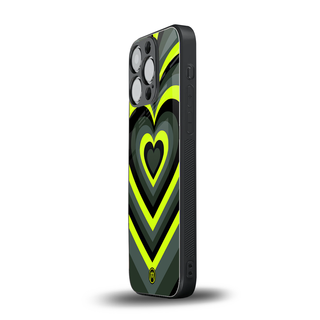 y2k emerald green hearts back phone cover | glass case for iphone 15 pro