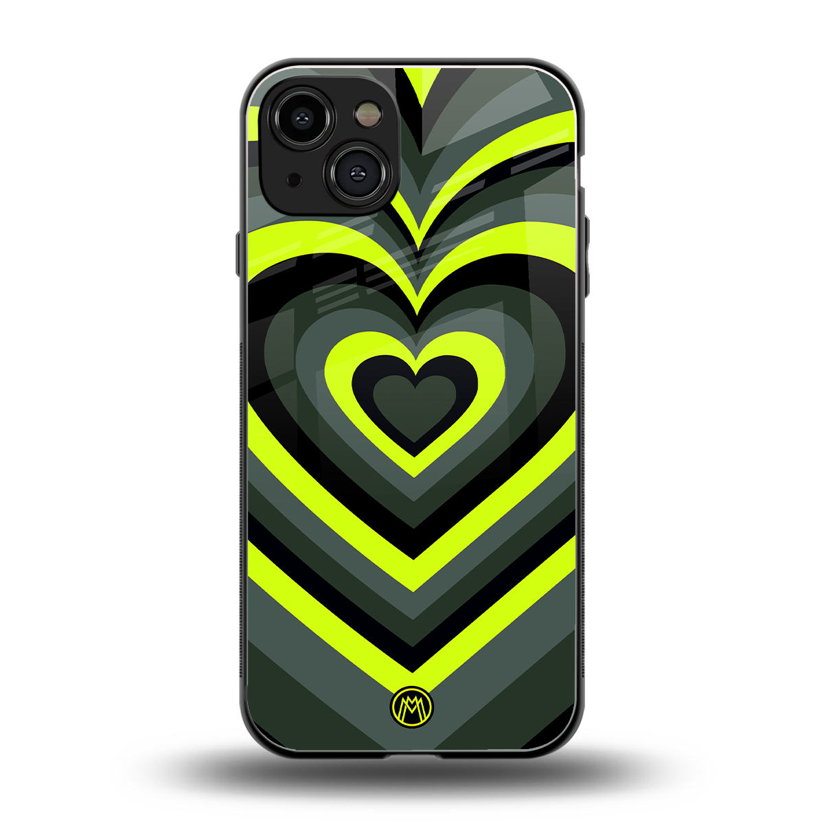 y2k emerald green hearts back phone cover | glass case for iphone 15