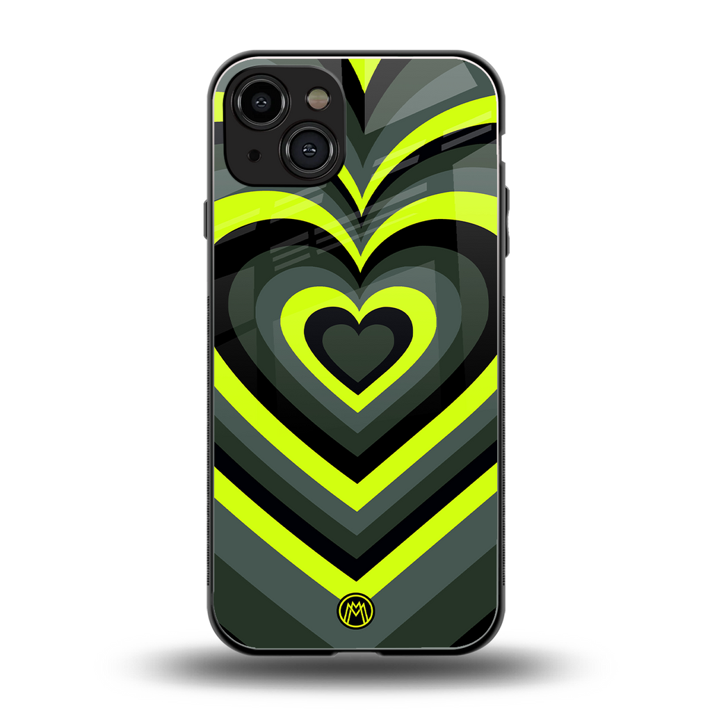 y2k emerald green hearts back phone cover | glass case for iphone 14