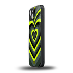 y2k emerald green hearts back phone cover | glass case for iphone 15