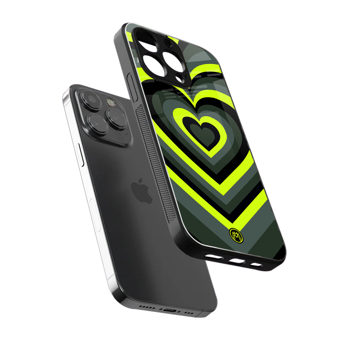 y2k emerald green hearts back phone cover | glass case for iphone 14 pro
