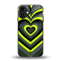 y2k emerald green hearts back phone cover | glass case for iphone 16 plus