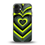 y2k emerald green hearts back phone cover | glass case for iphone 16 plus