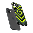 y2k emerald green hearts back phone cover | glass case for iphone 16 plus