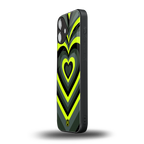 y2k emerald green hearts back phone cover | glass case for iphone 16 plus