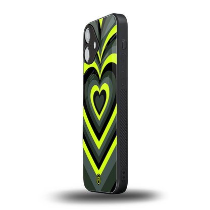 y2k emerald green hearts back phone cover | glass case for iphone 16 plus