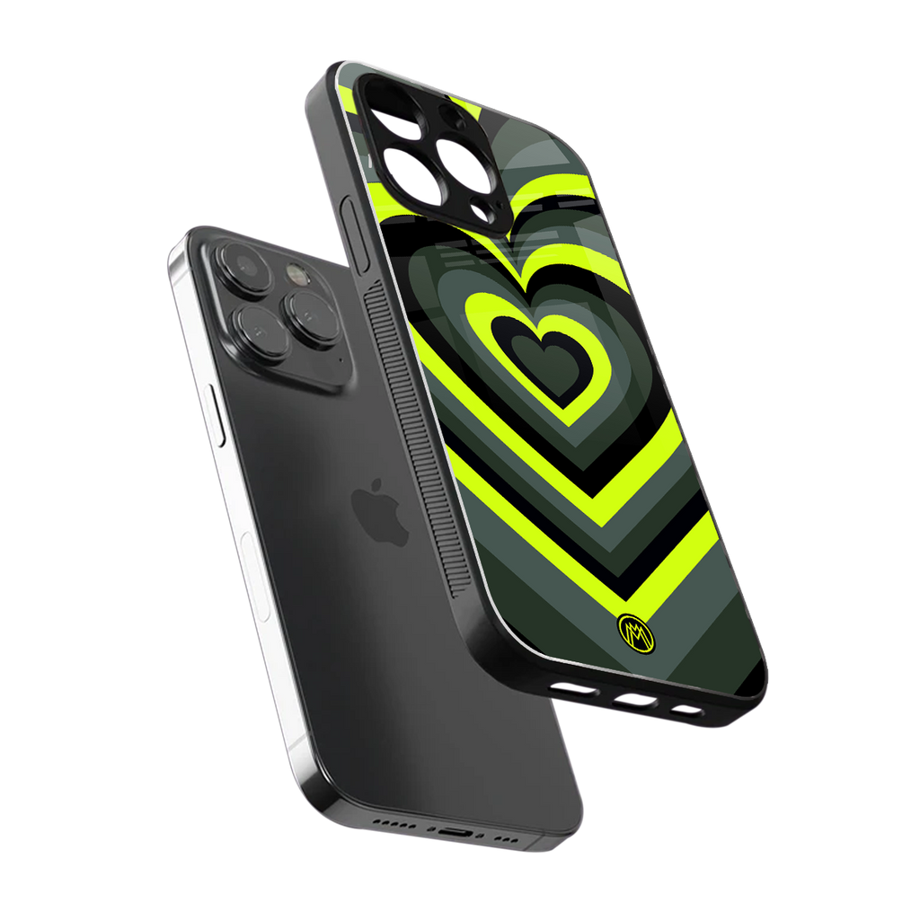 y2k emerald green hearts back phone cover | glass case for iphone 16 pro max