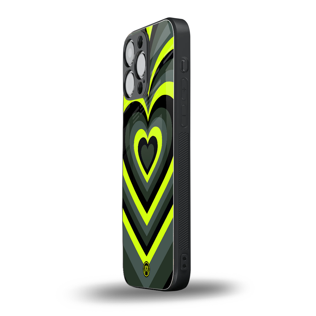 y2k emerald green hearts back phone cover | glass case for iphone 16 pro max
