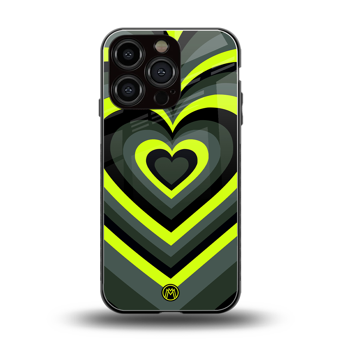 y2k emerald green hearts back phone cover | glass case for iphone 16 pro