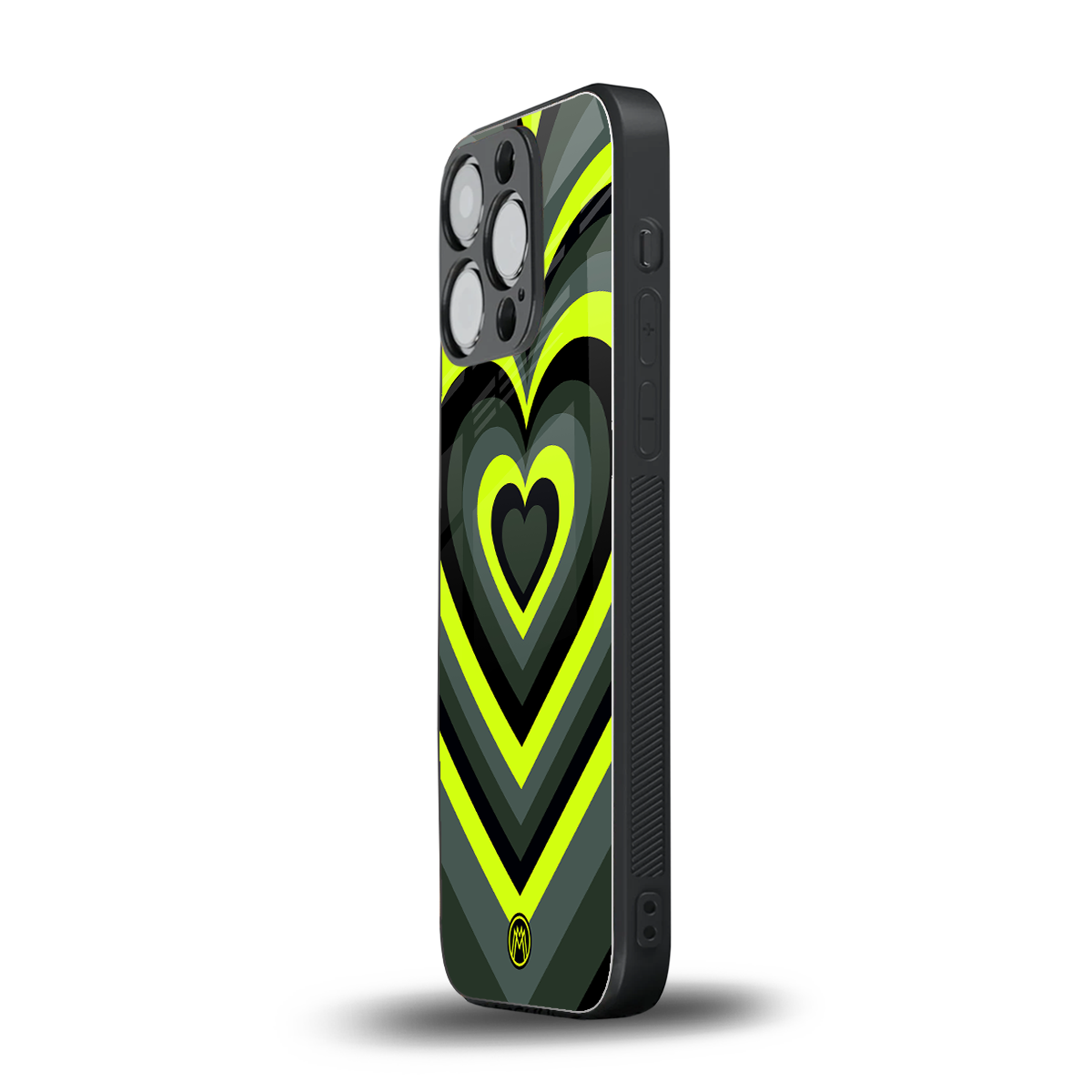 y2k emerald green hearts back phone cover | glass case for iphone 16 pro